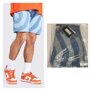 Slim Regid Bleach Ripple Denim Short
